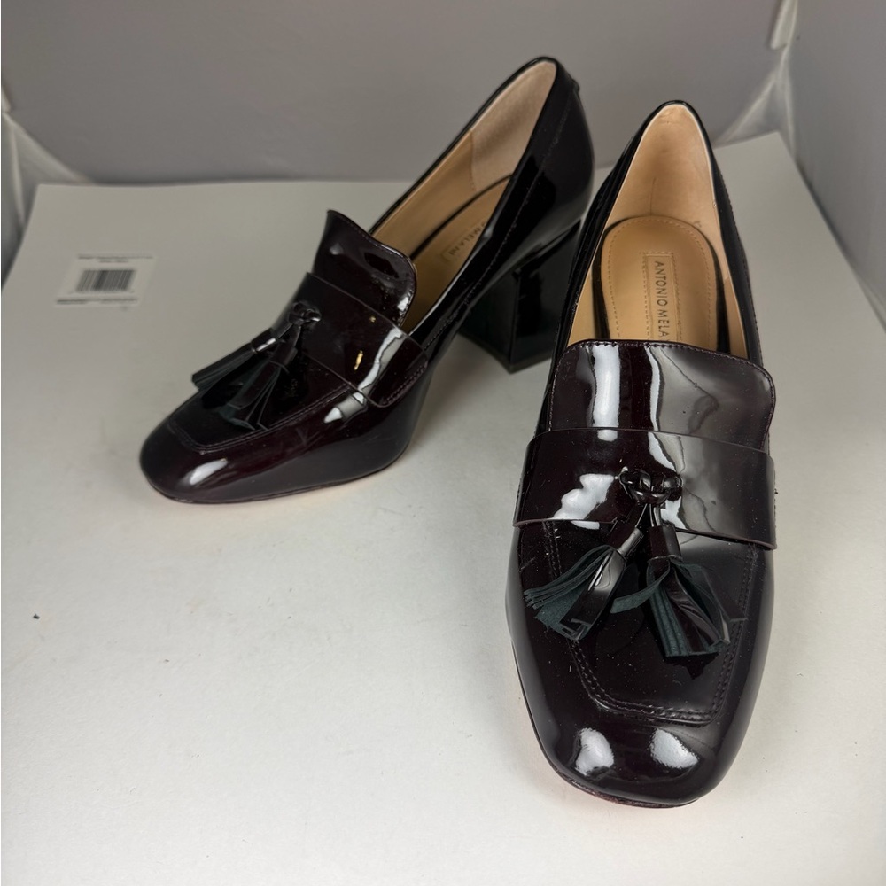 Antonio Melani Aadin Tassel Patent Leather Moccasin Brown Size 8 Preppy